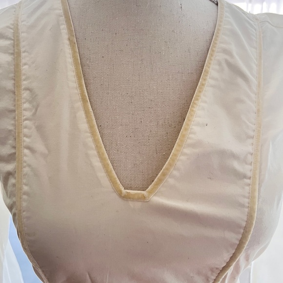 Anthropologie Fitted White Cotton tunic with Velvet piping Size Small - Picture 3 of 6